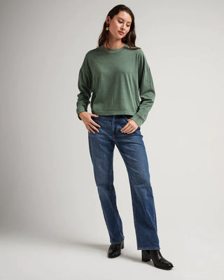 Relaxed Crop Long Sleeve Tee / Sage Leaf