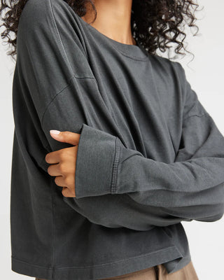 Relaxed Crop Long Sleeve Tee / Charcoal