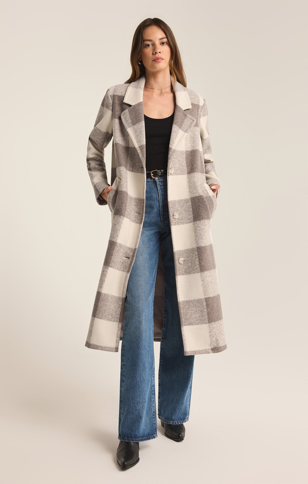 Conway Buffalo Plaid Coat / Slate Grey