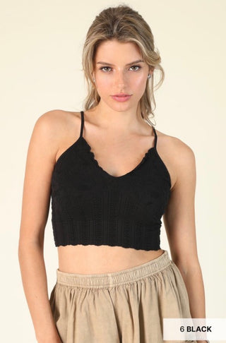 Lace Textured Bralette / Black