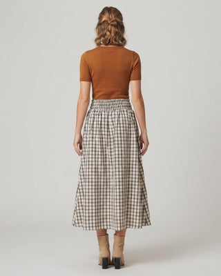 Marley Plaid Midi Skirt / Ivory Black Combo