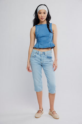 Sun Faded Denim Top / Steel Blue