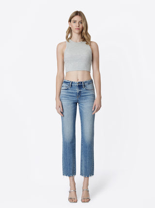 Mid Rise Crease Ankle Straight Leg / Kindly