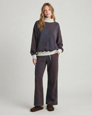 Mockneck Stripe Sweatshirt / Brown Multi