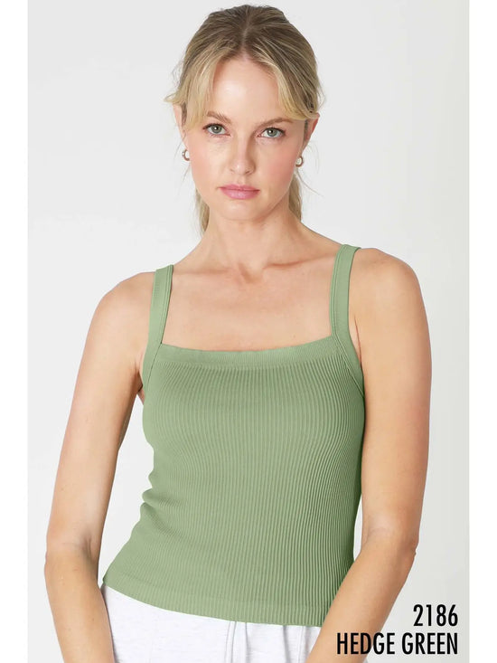 Square Neck Ribbed Tank Top