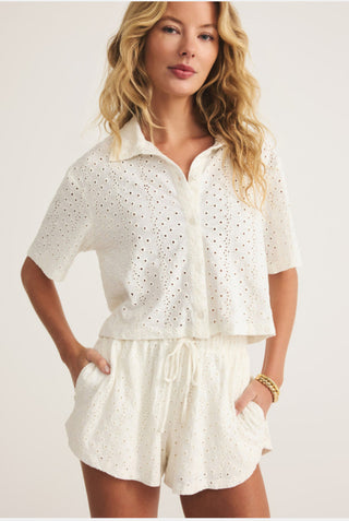 Madrid Knit Eyelet Button Up