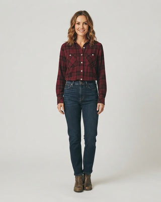 Plaid Button Up / Maroon & Black