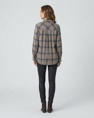 Plaid Button Up / Gray, Tan & White