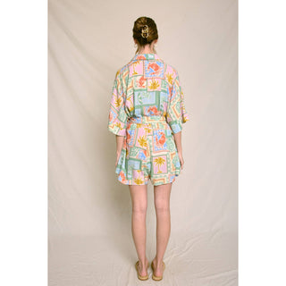 Pastel Paradise Button Up Rattan Belt Romper