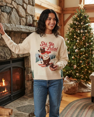 ”Ski You Later” Holiday Sweater / Cream