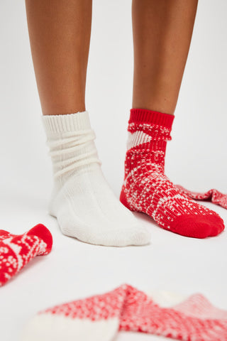 Nordic Knit Sock Pack / Red Combo