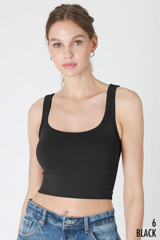 Chevron Ribbed Crop Top | Black
