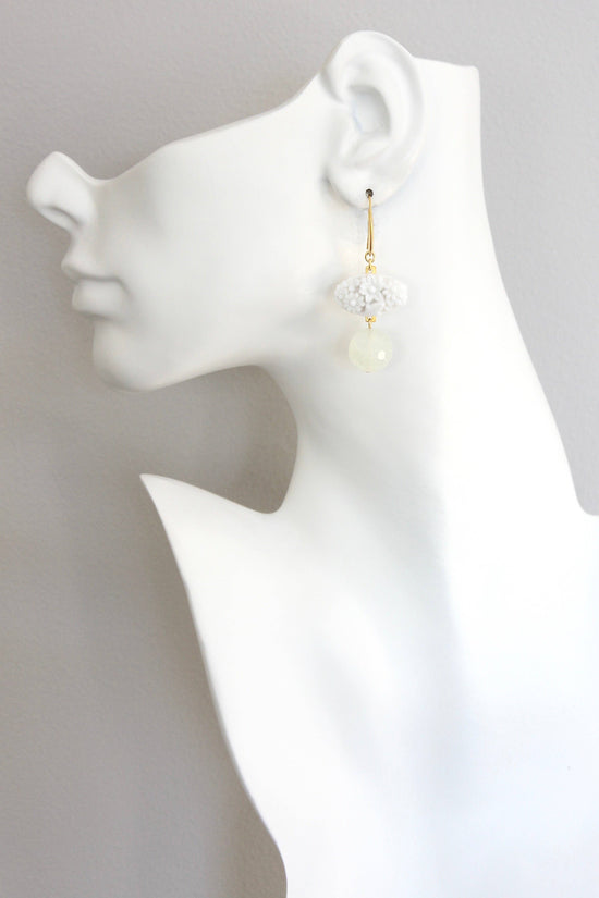 ISLE18 Vintage milk glass and quartz earrings