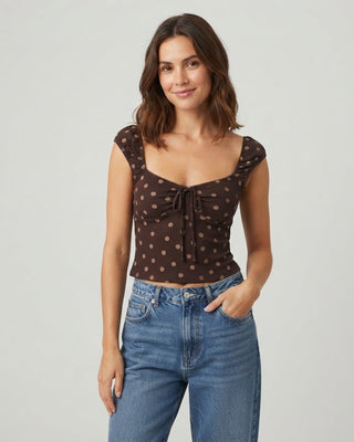 Maura Polka Dot Top / Dark Brown