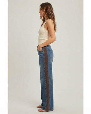 Marlie Corduroy Panel Wide Leg / Denim & Espresso