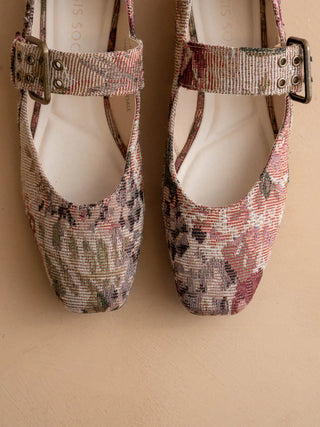 Tapestry Ballet Fall Flat with Buckle / Mauve Tapestry