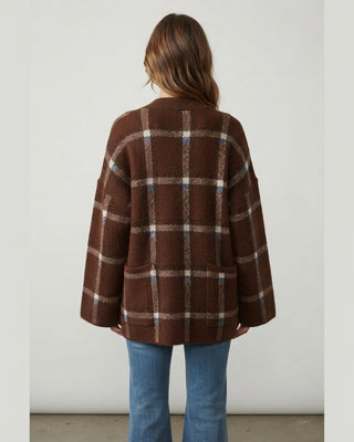 Larissa Plaid Knit Cardigan / Brown