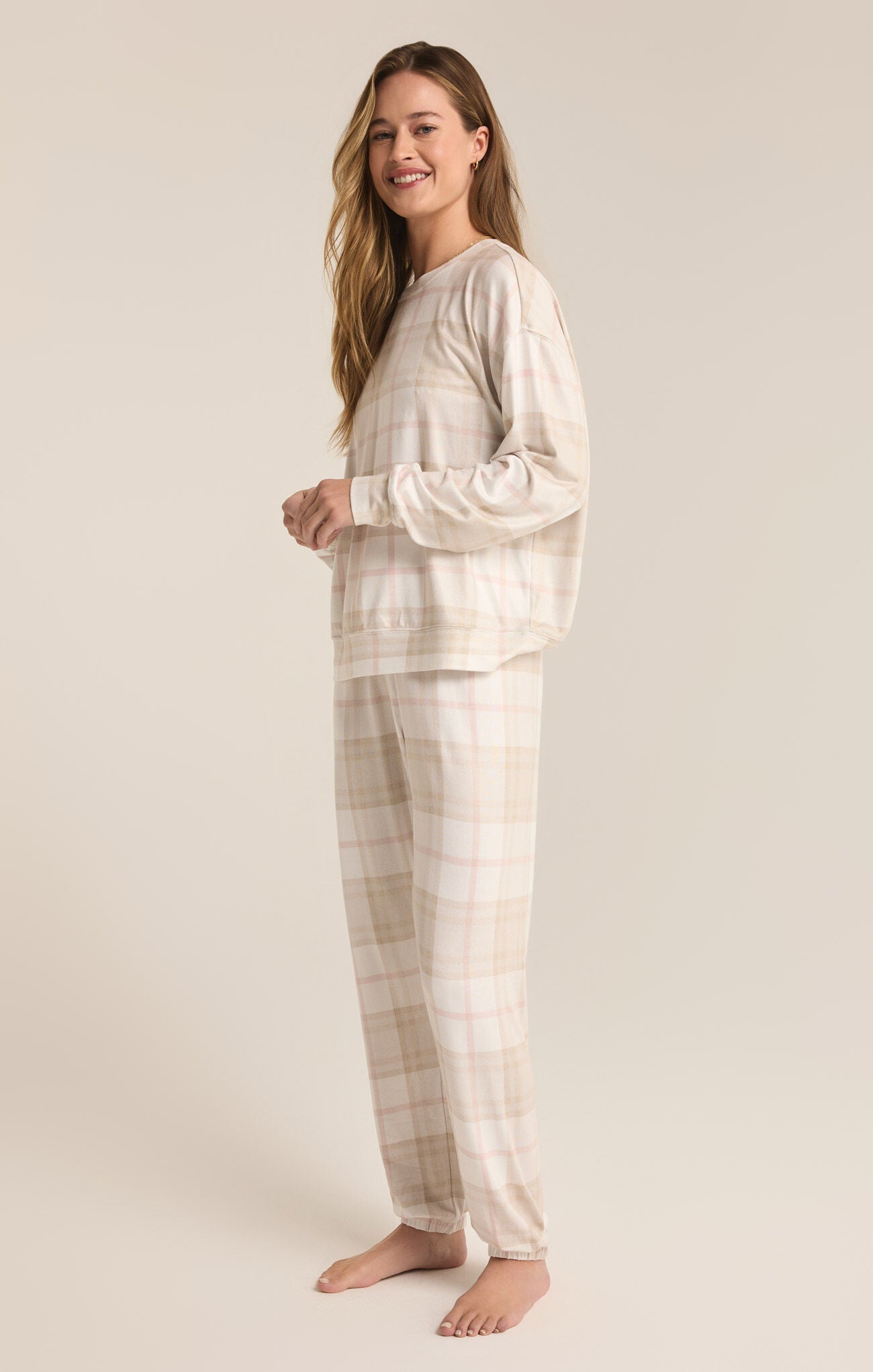 Cozy Plaid Set / Sea Salt