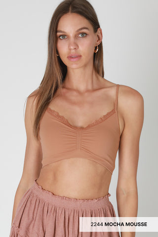 V Neck Lace Bralette / Mocha Mousse