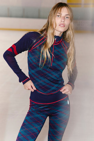 Myoko 1/4 Zip Jacquard / Tartain Plaid Combo