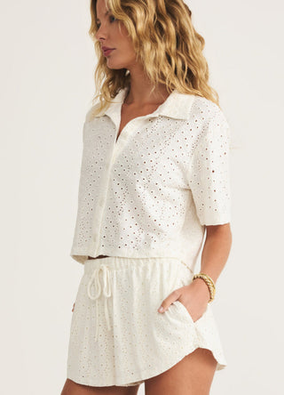 Madrid Knit Eyelet Button Up