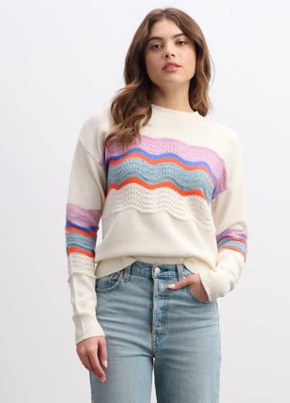 Pointelle Wave Sweater - Summer Sky Ripple