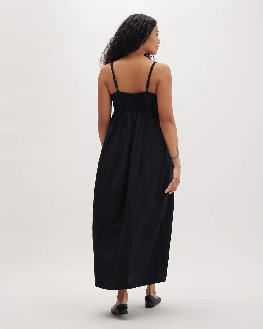 Linen Maxi Dress / Black