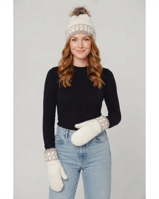 Ivory & Taupe Patterned Knit Mittens