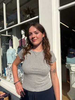 Pointelle Baby Tee / Heather Grey