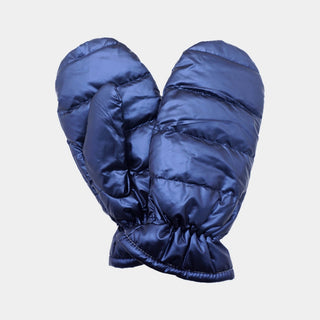 Shiny Puffer Mitten Gloves / Navy
