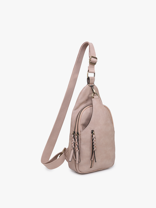 Nikki Dual Compartment Sling Pack Bag: Sand