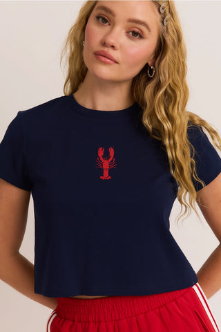 "Lobster"Graphic Short Sleeve Round Neck Baby Tee
