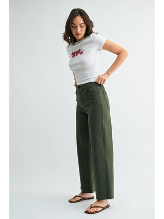 Scissor Cut Wide Leg Jean / Dark Olive