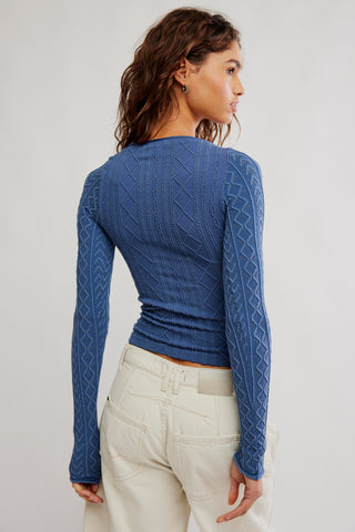 So Soft Seamless Modal Cable LS / Vintage Indigo