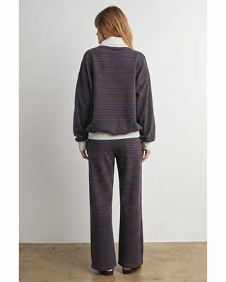 Mockneck Stripe Sweatshirt / Brown Multi