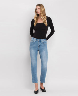 High Rise Crop Slim Straight Jeans /Perfect For Now
