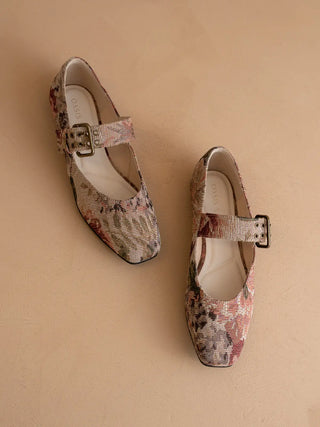 Tapestry Ballet Fall Flat with Buckle / Mauve Tapestry