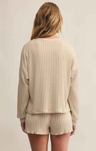 Daydream Ribbed Long Sleeve Top / Bone