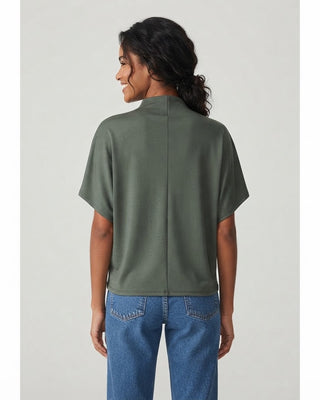 Mandy Mock Neck Dolman Short Sleeve / Olive