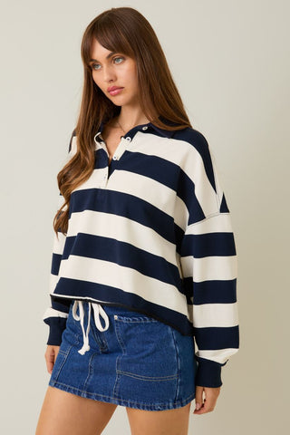 Rugby Polo / Navy Stripe