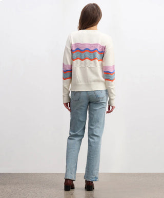 Pointelle Wave Sweater - Summer Sky Ripple