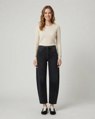 Dover High Rise Ankle Barrel Jeans / Black