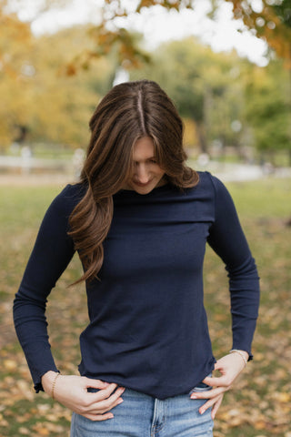 Ribbed Long Sleeve / Navy