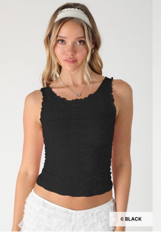 Floral Edge Top / Black