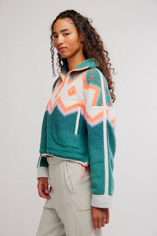 Printed Mountain High 1/2 Zip / Soft Glow Green Glow