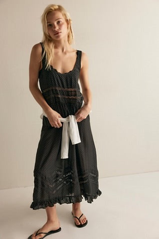 Voile And Lace Midi / Charcoal Combo