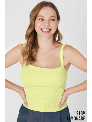 Square Neck Ribbed Tank Top