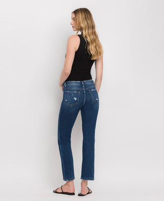 Mid Rise Ankle Slim Straight Jeans / Wax Plant