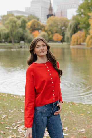 Button Me Up Cardi / Red