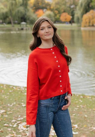 Button Me Up Cardi / Red